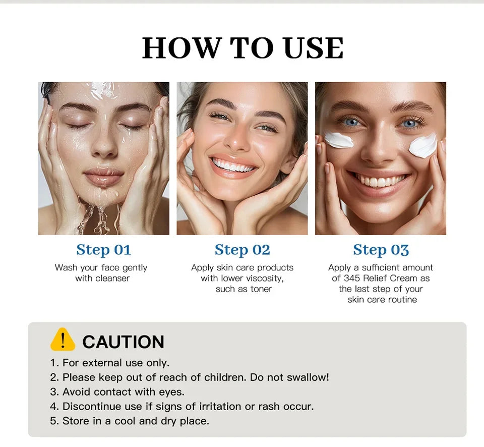 345 Relief Cream Address Blemishes Nourish Anti-sugar Anti-oxidation Soothing Care Face Lifting Beauty Moisturizer Korean Cream