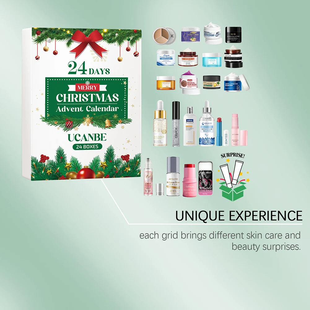 Christmas Beauty Advents Calendar Skincare Set 24 Days Luxurious Makeup Present Surprises For Holiday Birthday Present