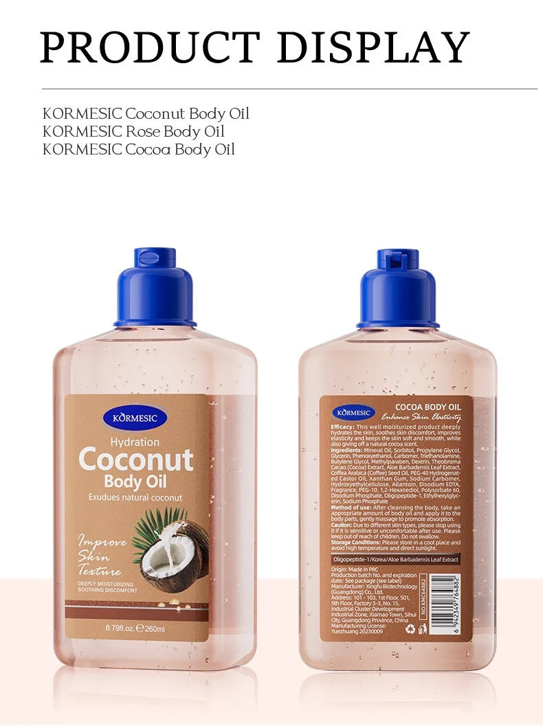 New Body Care Oil  Brightens Skin  Suitable for all skin types，Coconut Body Oil，Cocoa Body Oil，Rose Body Oil，VITALIZING BODY OI