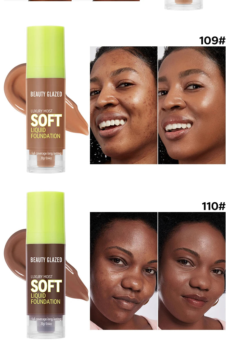 Beauty Glazed Full Coverage Matte Liquid Foundation Waterproof BB Cream Lasting Oil Control Long-lasting Natural Face Makeup
