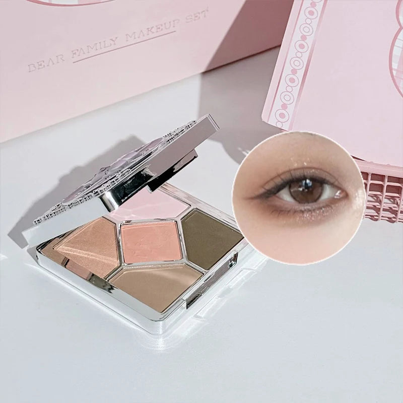 ART VALUE 7PC Makeup Sets Include 3 Colors Matte Lip Mud,1 Pressed Powder,1 Blush,1 Eyes Palette,1 Necklace Beauty Makeup Sets