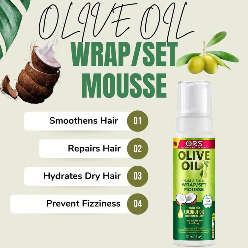 Curly Hair Mousse For Wigs Strong Hold ORS Olive Oil Hair Styling Mousse Anti-Frizz Hair Foam Mousse For Styling Hair Women Men