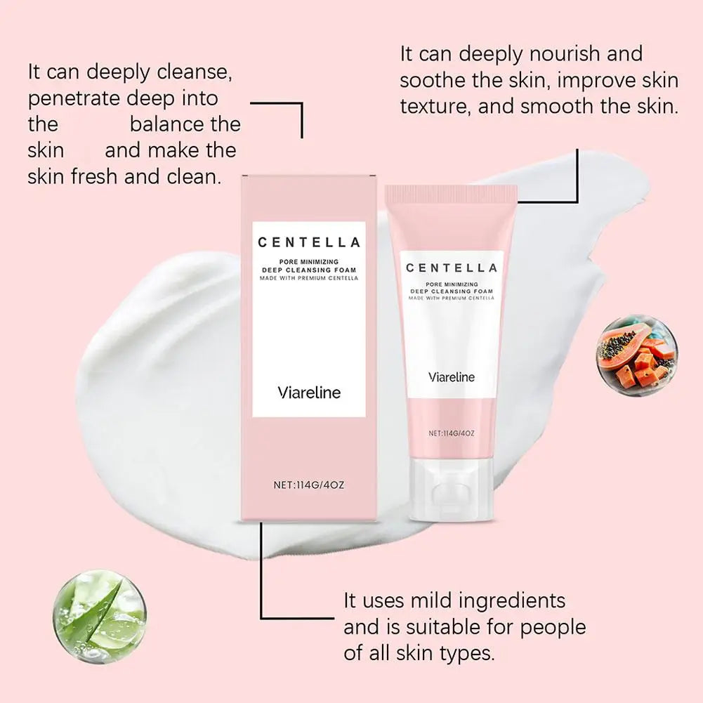Centella Asiatica Deep Cleansing Foam Cleanser For Women Pore Shrinking Oil Control Barrier Repair Daily Facial Skin Care
