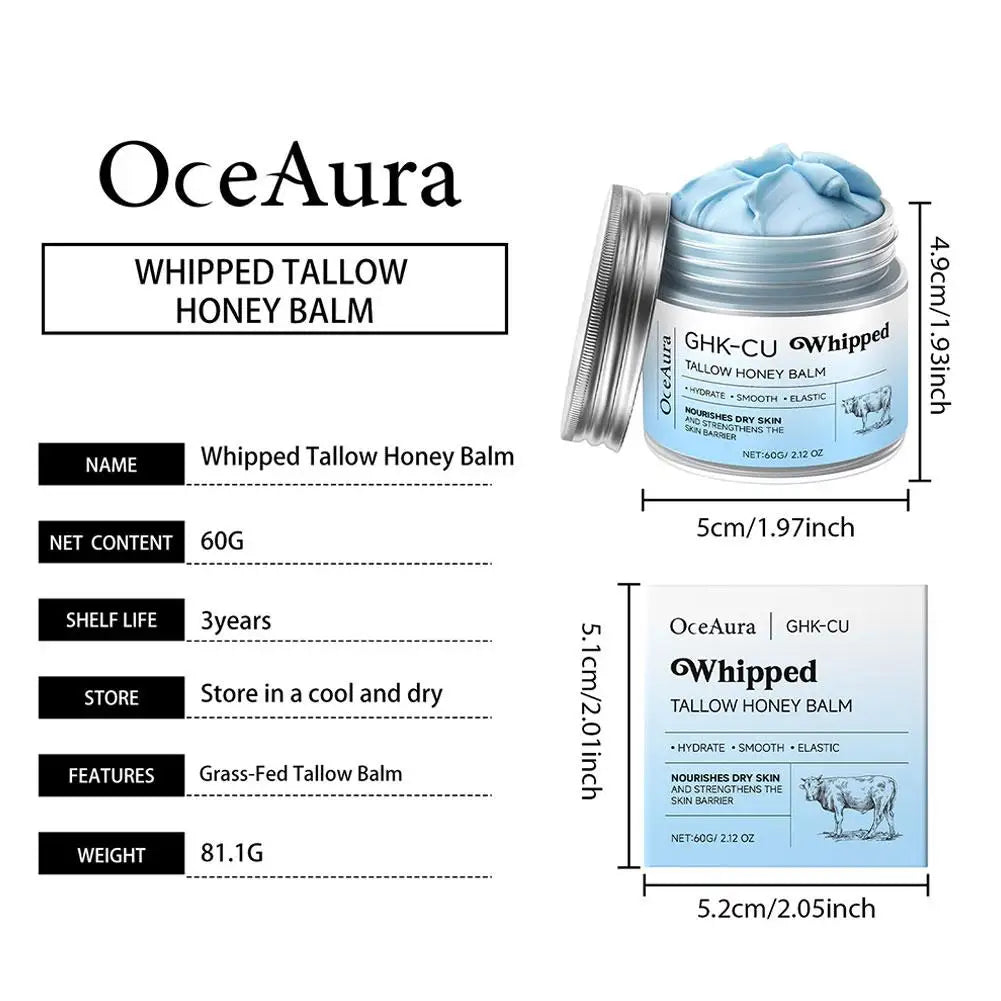 Beef Tallow Honey Skin Balm, Daily Nourishing Moisturizing Body Care Balm, Smooth Hydrating Non-Greasy Skin Repair Cream