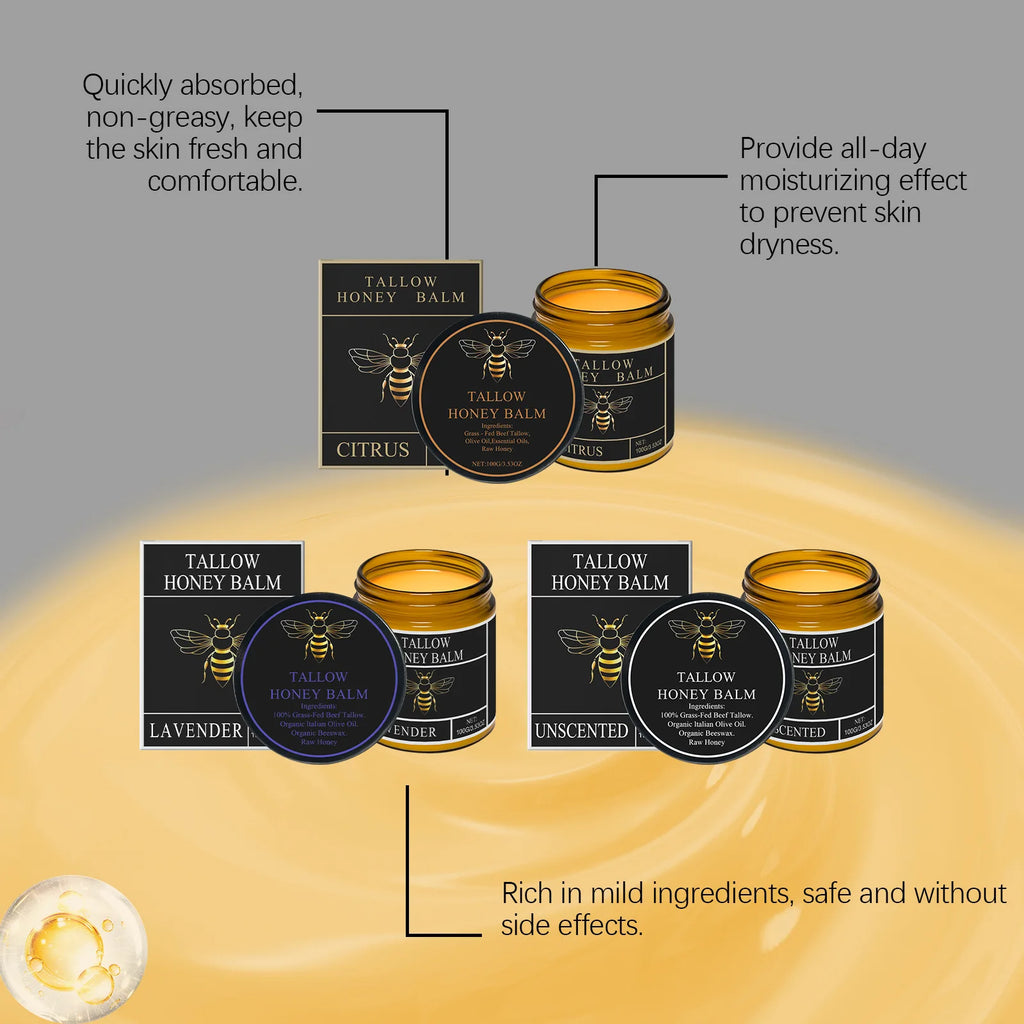 Tallow Honey Balm Deep Hydration Face Care Tighten Skin Firming Moisturizing Facial Rejuvenation Soft Smooth Beef Tallow Cream
