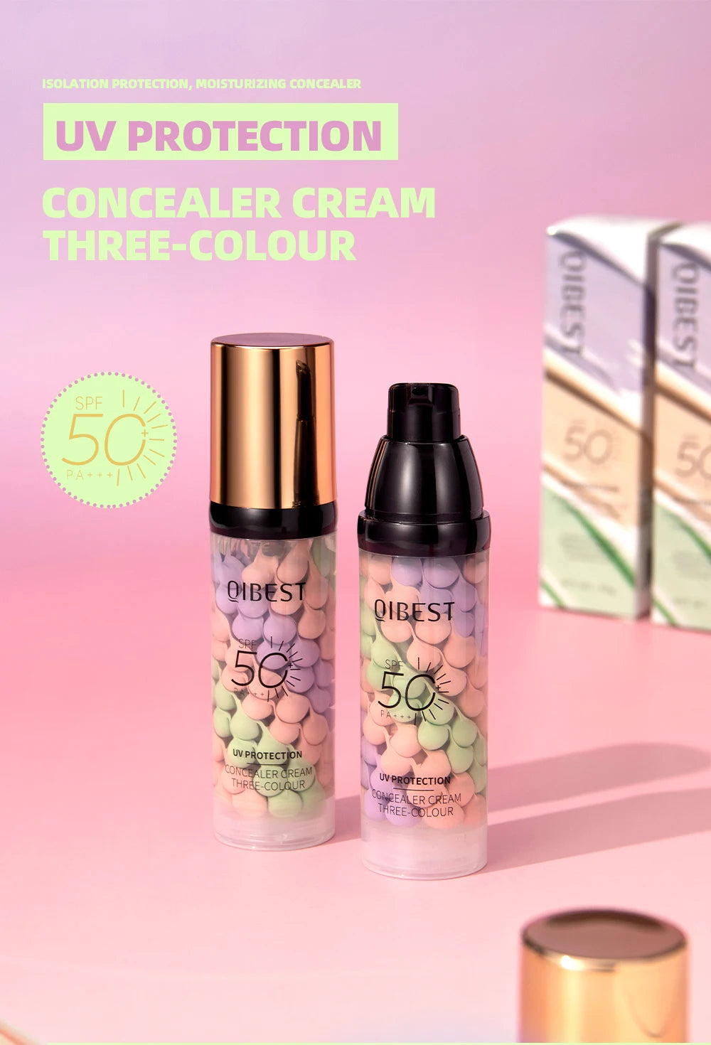 QIBEST Protective Pre-makeup Cream Even Skin Tone Brightening Base Mild Non-irritating Isolation Concealer