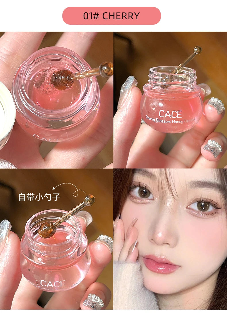 CACE Lovely Honey Cherry Lip Oil Nourishing Lip Balm Long Lasting Moisturizing Clear Lip Oil  Lip Gloss Lip Care Beauty Makeup