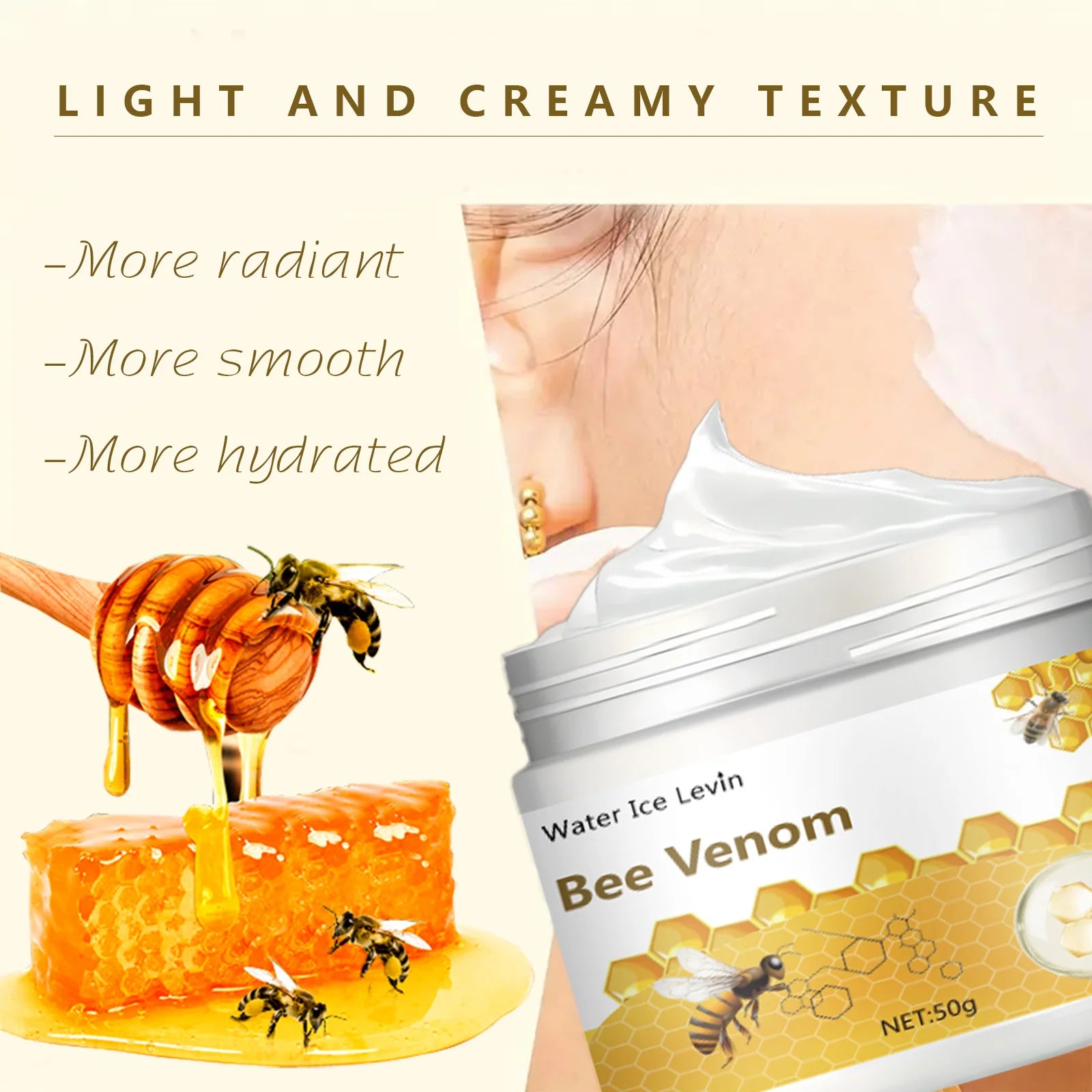 Bee Venom Care Cream - Suitable for All Light Brown Skin Moisturizing Cream for Body and Face - Design of Natural Bee Venom Extract and Natural Ingredients