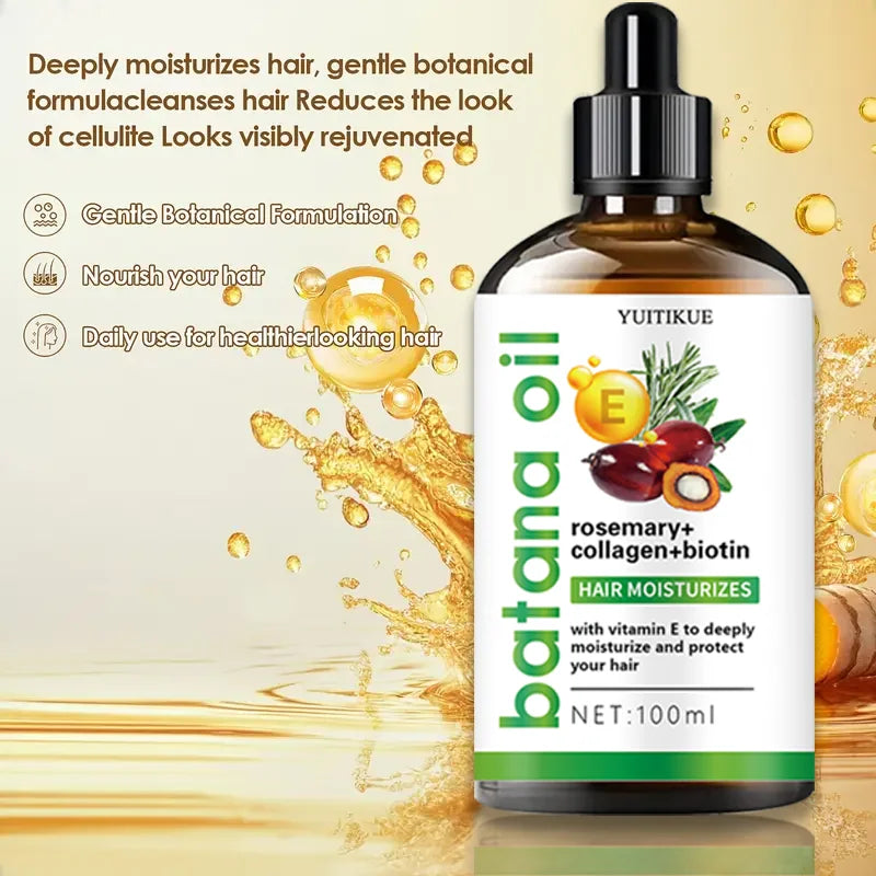 100ml Batana Hair Care Oil, plant-based formula, collagen repairs damaged hair, smooth and nourishing hair care oil