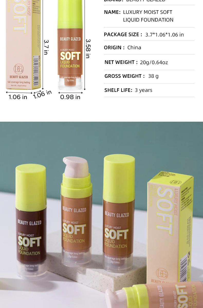 Beauty Glazed Full Coverage Matte Liquid Foundation Waterproof BB Cream Lasting Oil Control Long-lasting Natural Face Makeup