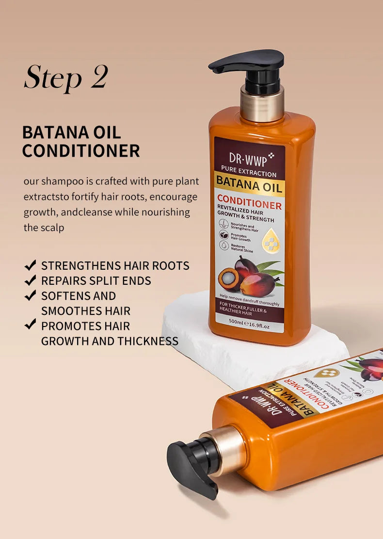 500ml Batana Oil Shampoo and Conditioner Set for Hydrating Care, Softening Hair, and Improving Dryness and Frizz