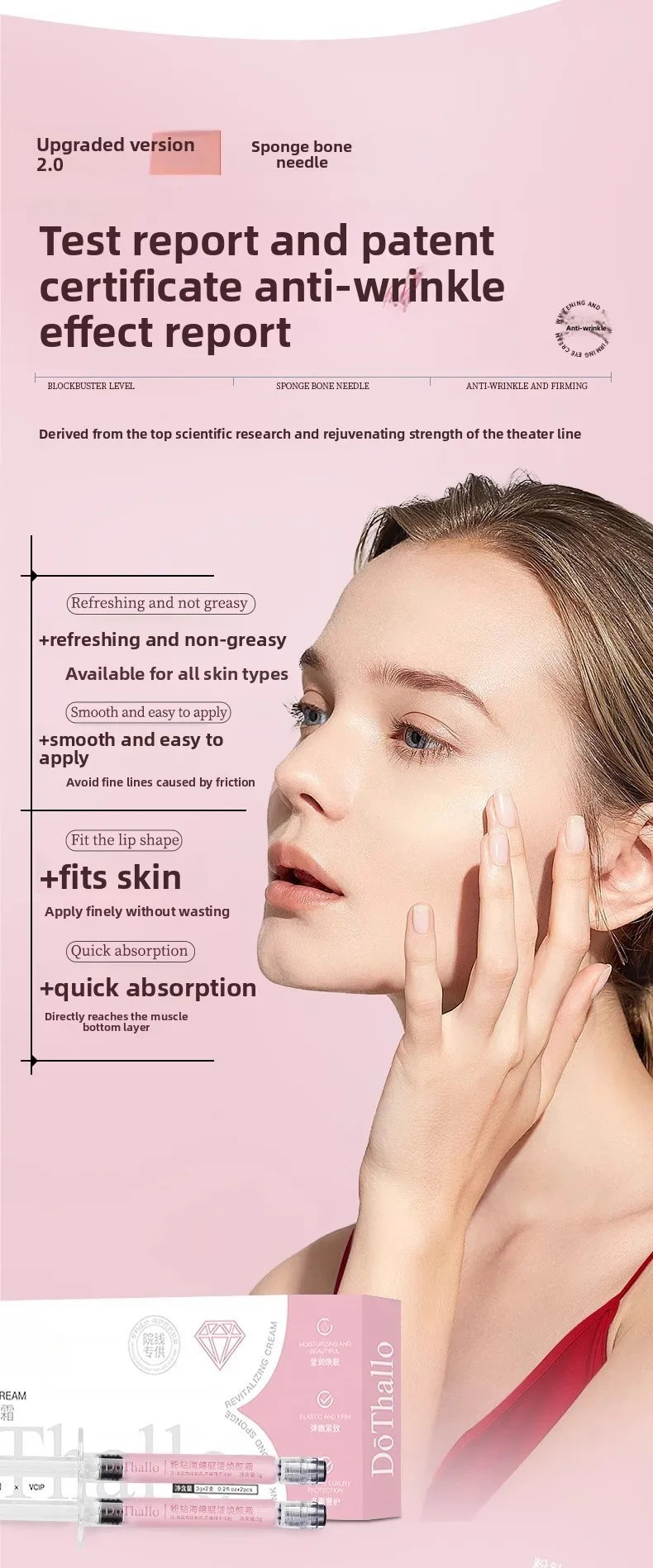 For beauty salons, lifting contours, firming, pink diamonds, sponge cream, anti-wrinkle and moisturizing