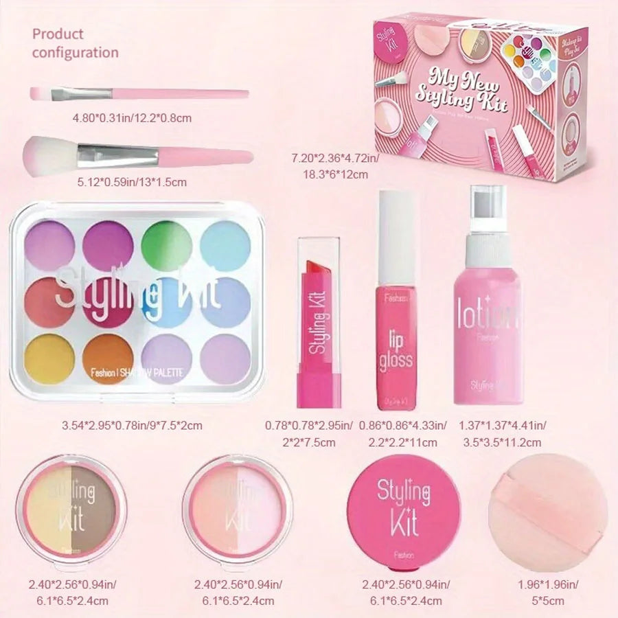 Children's Makeup Toy Set Simulated Beauty Makeup Box Set No Smearing No Liquid 10 Piece Non-toxic Set (Non Real Makeup)