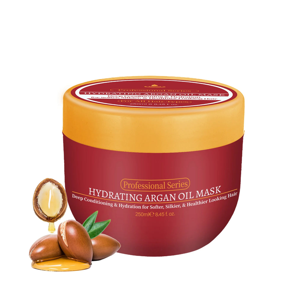 250ml Hydrating Argan Oil Hair Mask Deep Conditioning Care for All Hair Types Softens & Strengthens Dry or Damaged Hair