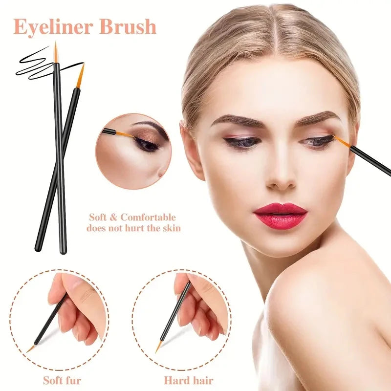 80pcs Professional Makeup Brush Set Box Eyebrow Eyelash Lip Brushes Hairpin Micro Brush for Eyelash Extension Makeup Tools