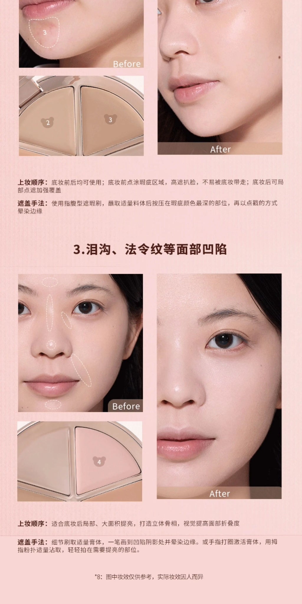 Sweetie Bear 4-Color Concealer Palette Flower Knows Face Makeup Set Spot Correcting Highlighting Contouring Beauty Makeup Tool