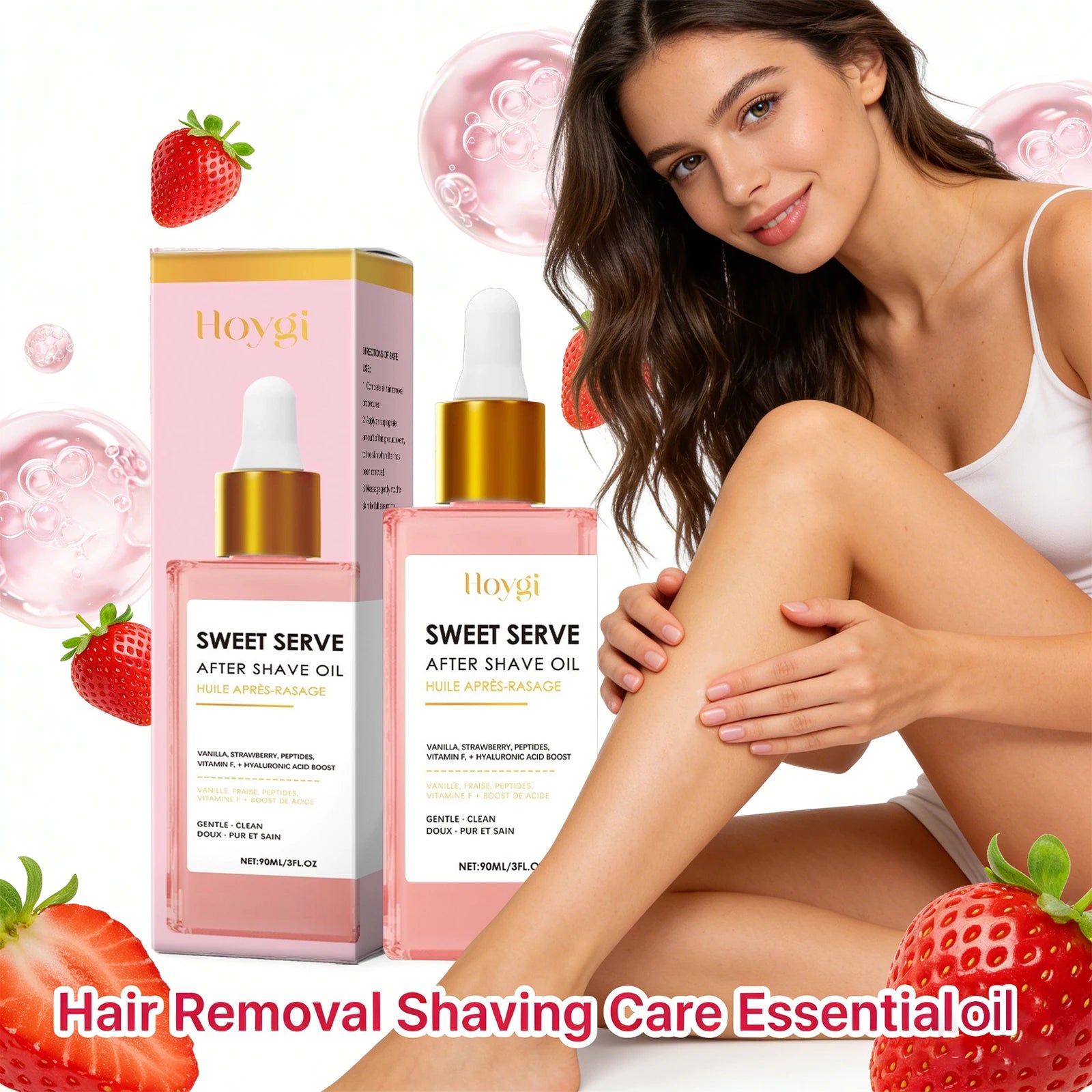 Hair Removal Shaving Care Esential Oil Deeply Hydrating and Nourishing Skin Strawberry Serve After Shave Oil for Women 90ml