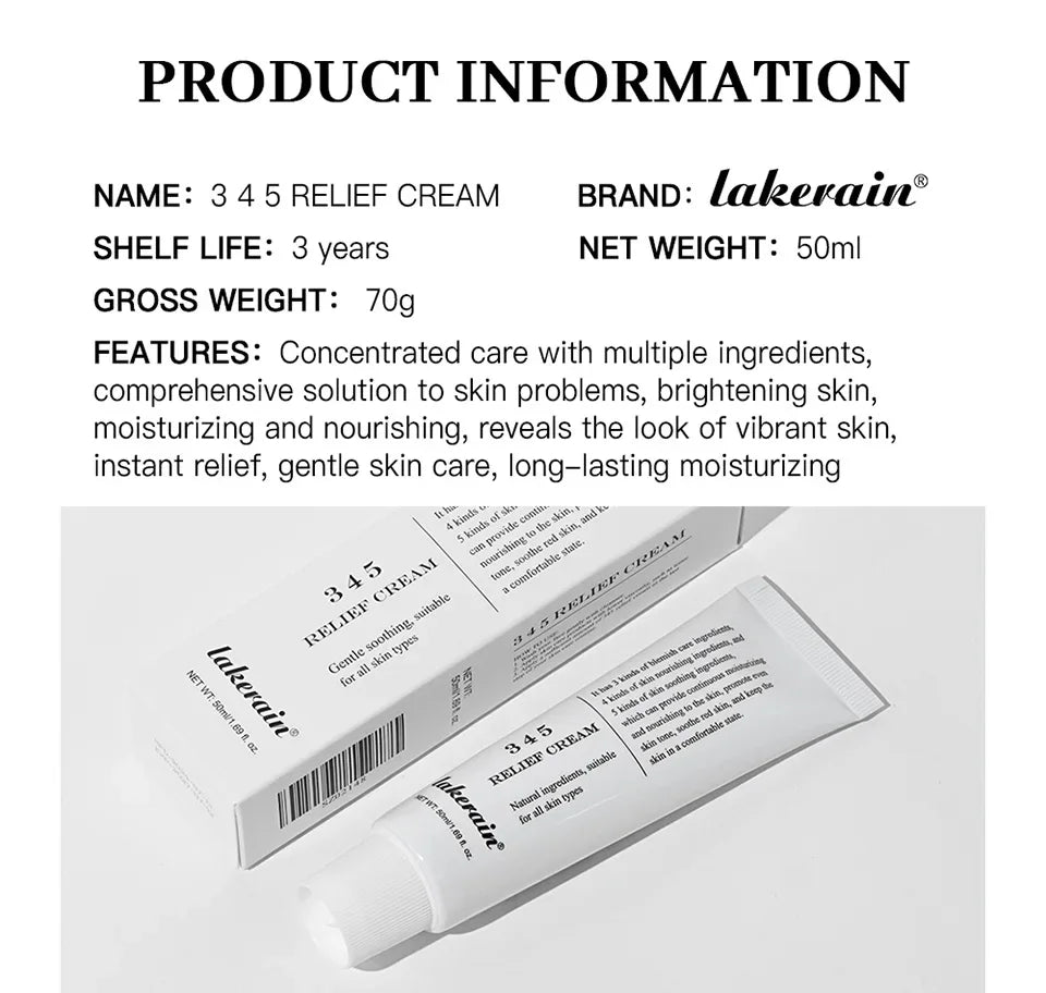 345 Relief Cream Address Blemishes Nourish Anti-sugar Anti-oxidation Soothing Care Face Lifting Beauty Moisturizer Korean Cream