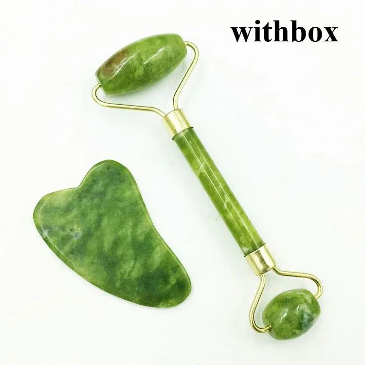 Jade Massagers For Face Body Gua Sha Scraper Beauty Facial Roller Set Natural Gouache Stone Massage Slimming Skin Care Lift box