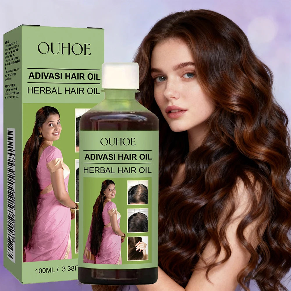OUHOE Adivasi Herbal Hair Oil 100ml, Natural Hair Growth Oil for Dry Damaged Hair, Nourishing Anti-Frizz Hair Care Serum