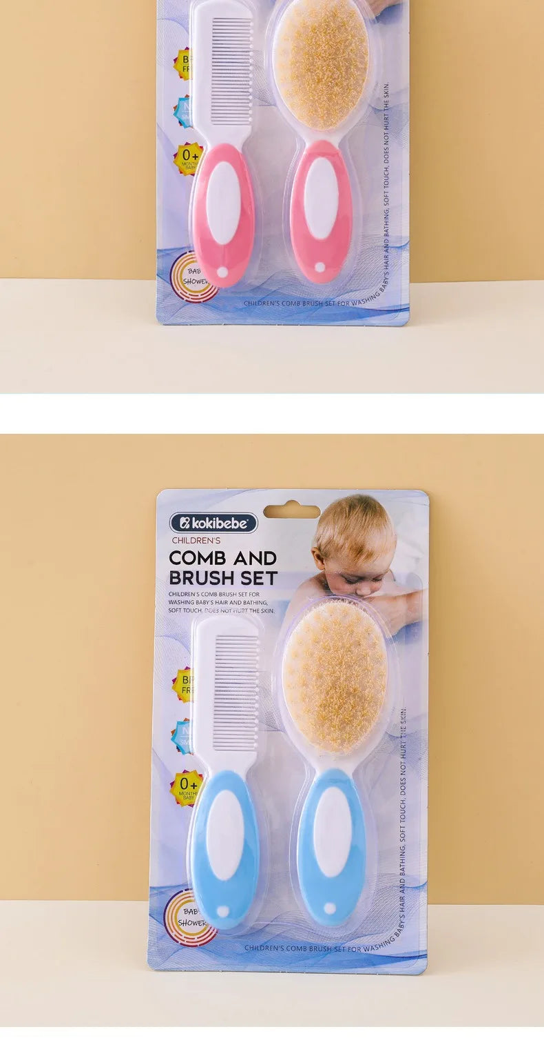 Baby Hair & Body Wash Brush Set-Soft Bristle Bath Scrubber,Gentle Hair Comb & Woolen Care Brush for Gentle Cleansing & Grooming