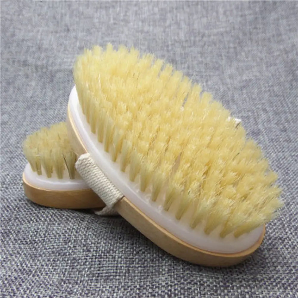 Care Without Handle Wooden Dry Skin Pouch Bristle Body SPA Bath Brush Soft