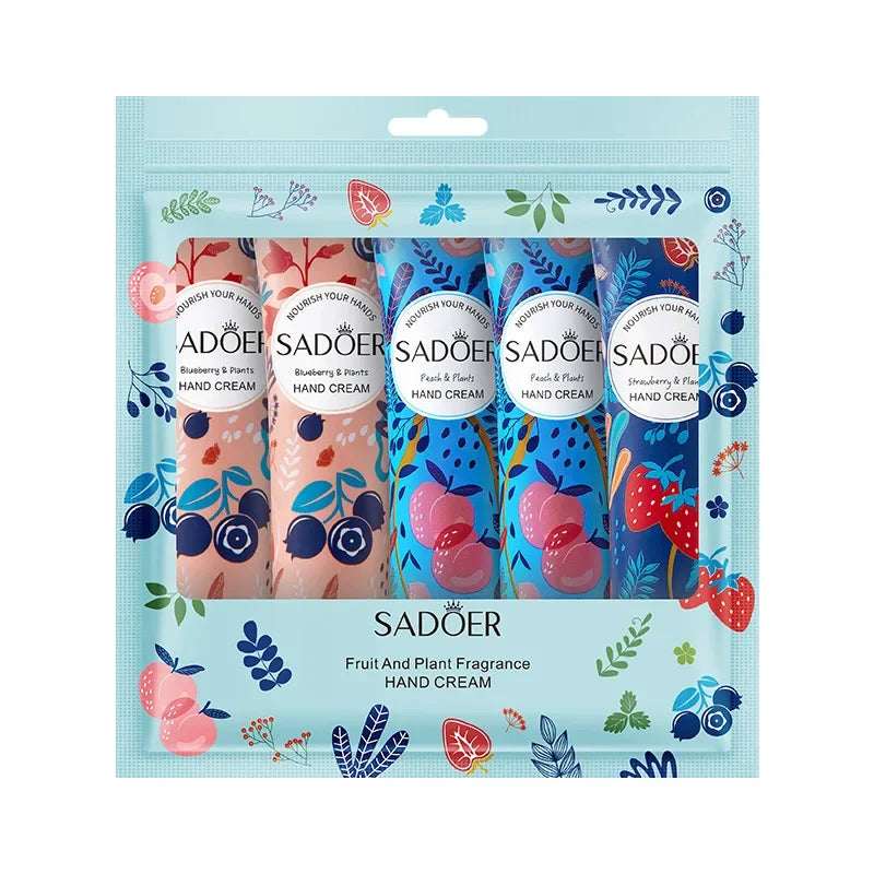 5Pcs/set Fruit Plant Fragrance Hand Cream Sets Moisturizing Repair Anti Dry Hand Lotion Sets Hands Skin Care Products