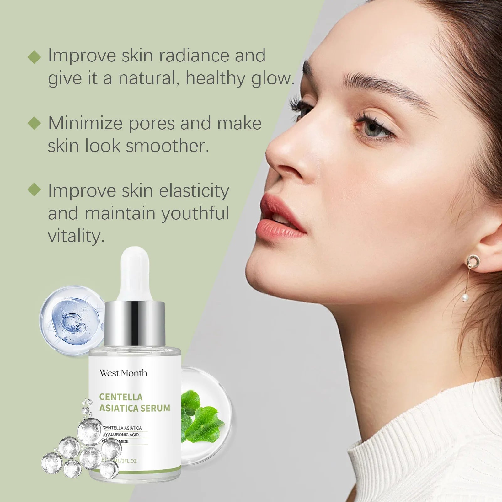 Centella Asiatica Facial Serum Moisturizing Nourish Repairing Dry Skin Smoothing Rejuvenation Soothing Brightening Beauty Health