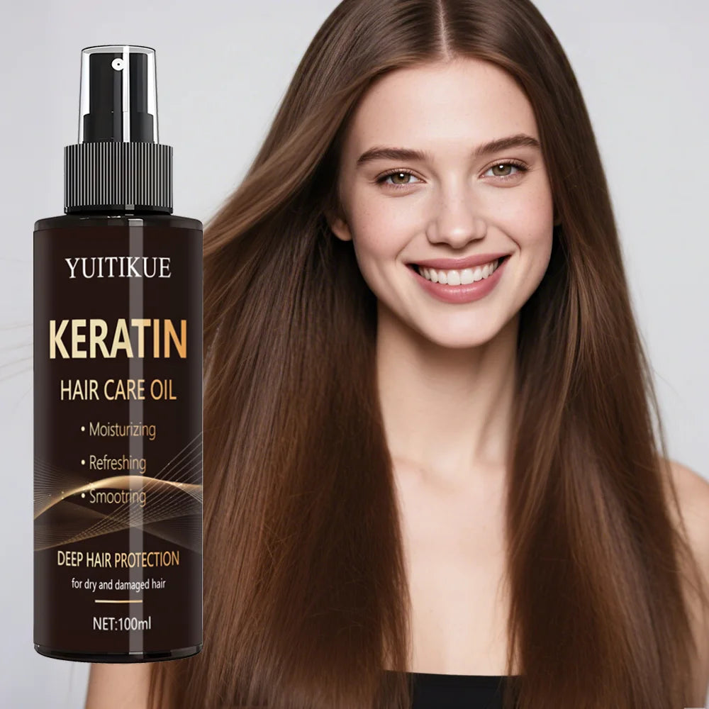 YUITIKUE Keratin Hair Care Oil Spray | Moisturizing, Refreshing & Smoothing For Dry & Damaged Hair 100ml