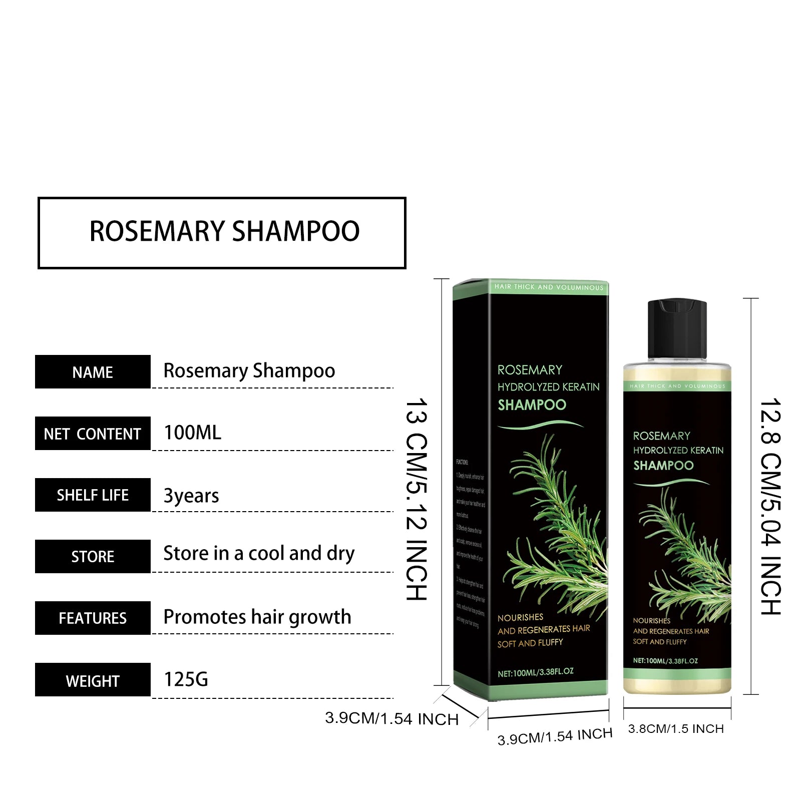 Rosemary Oil Shampoo Hair Growth Prevent Hair Loss Volumizing Hydrolyzed Keratin Nourishing Moisturizing Deep Clean Scalp Care
