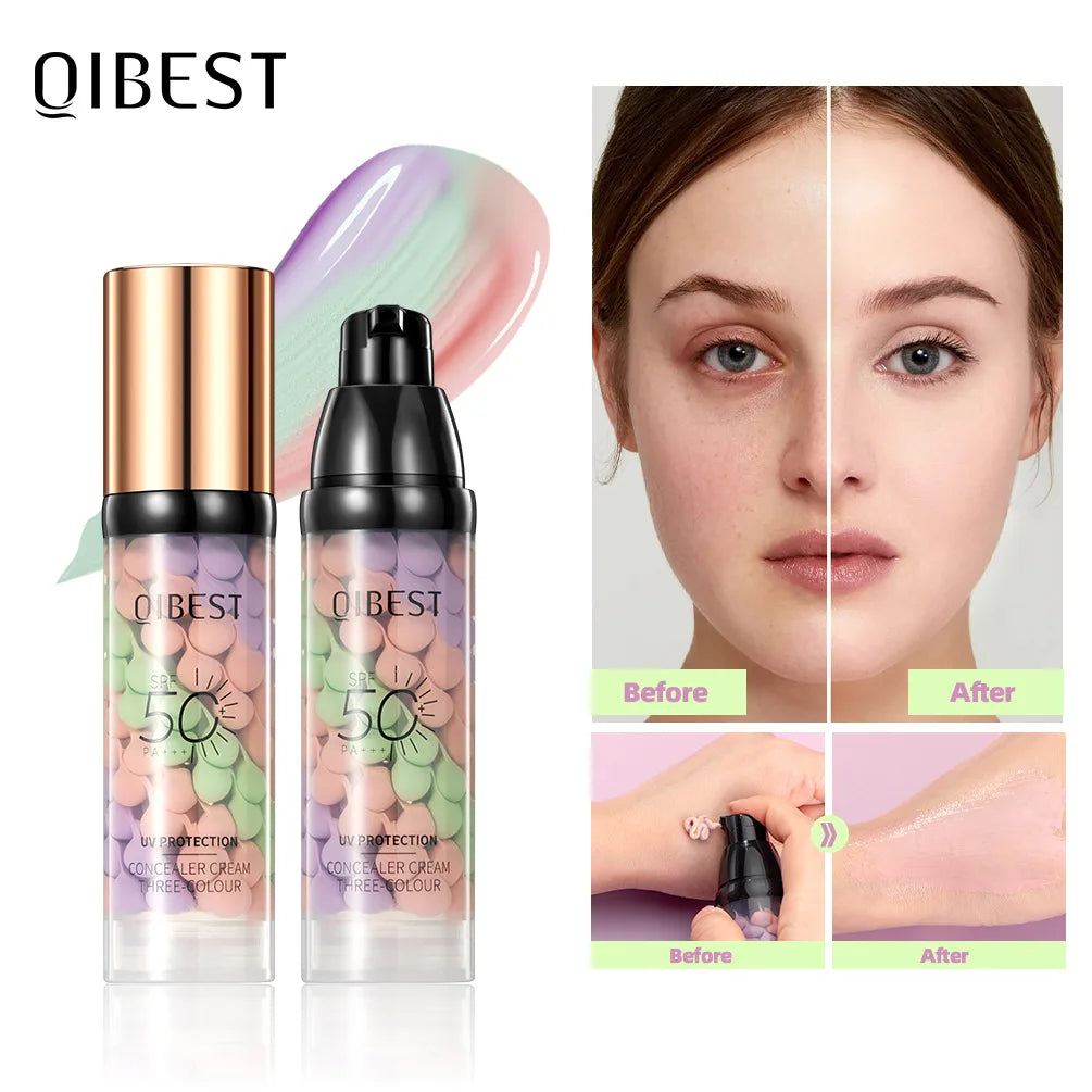 QIBEST Protective Pre-makeup Cream Even Skin Tone Brightening Base Mild Non-irritating Isolation Concealer