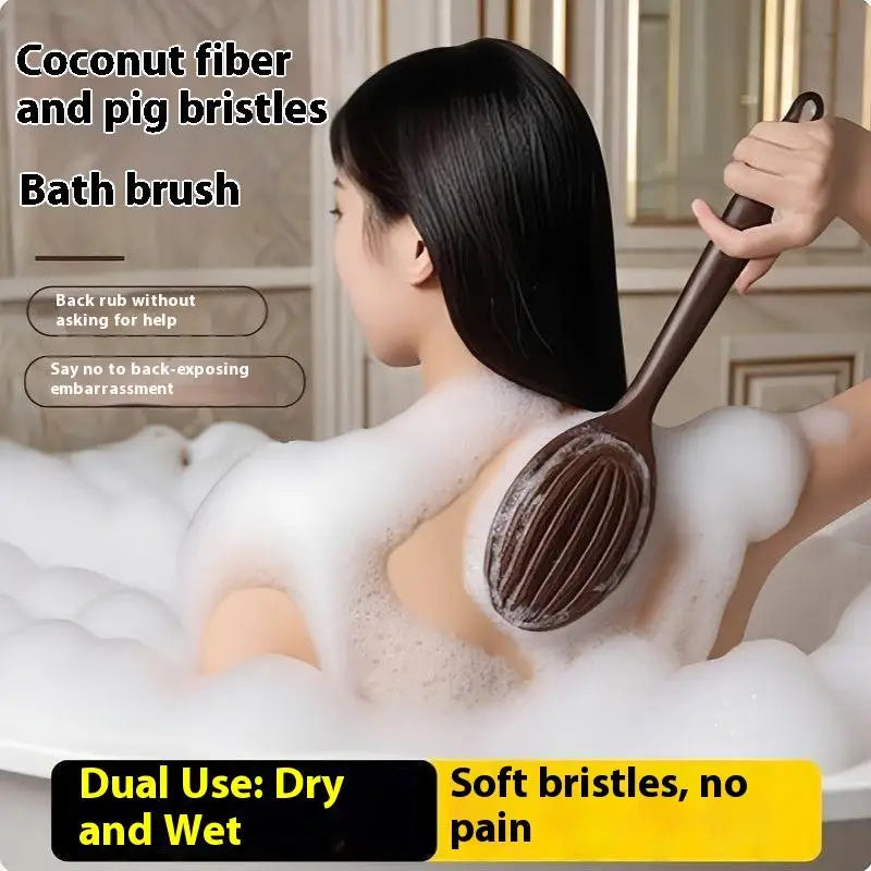 Bath Shower Brush Bathing Brush Dry Skin Body Soft Natural Bristle Massager Care Tool Soft Natural Bristle PE Handle."