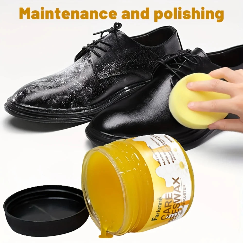 Shoe Care Kit - Suitable for Artificial Leather Surface Polishing and Maintenance, Premium Care Beeswax for Various Colors