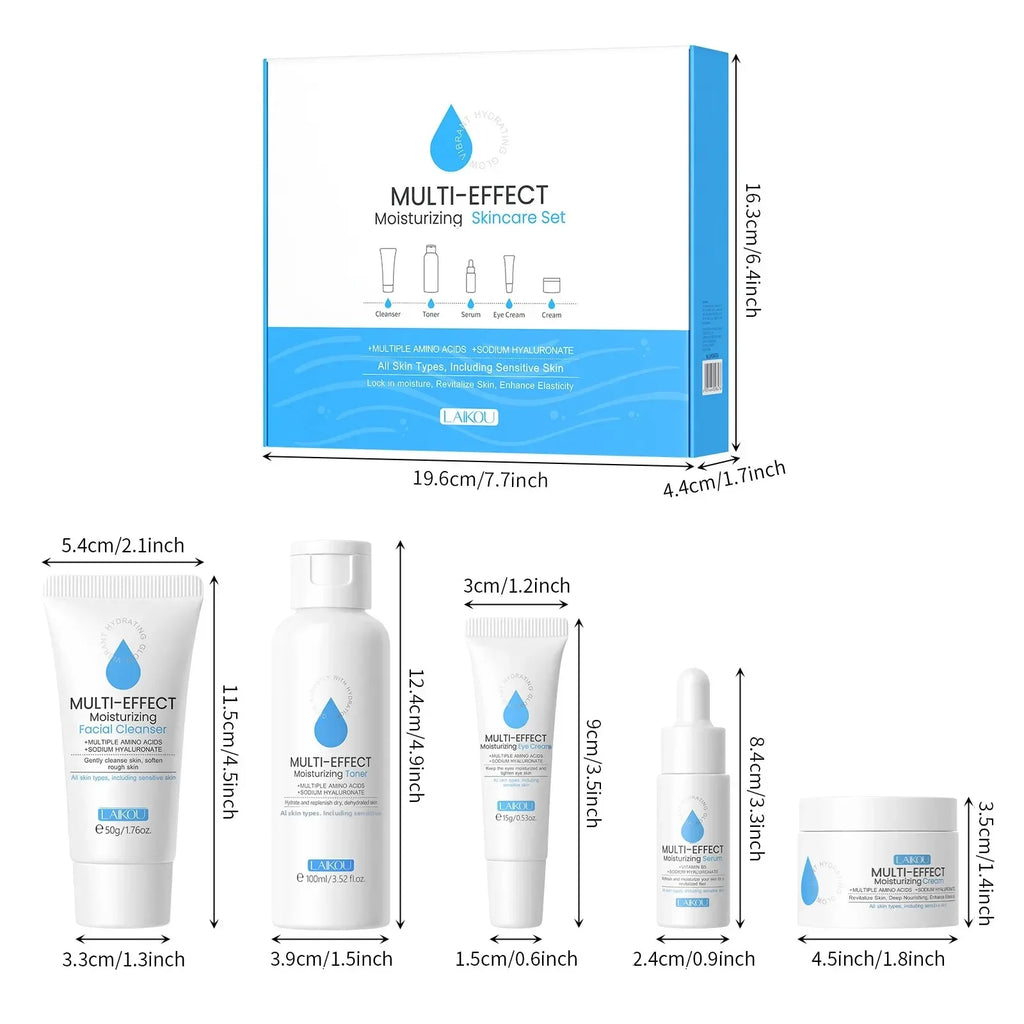 Professional 5 Piece Face Care Collection Intense deep Hydration Set For Dry Skin Daily Beauty Routine