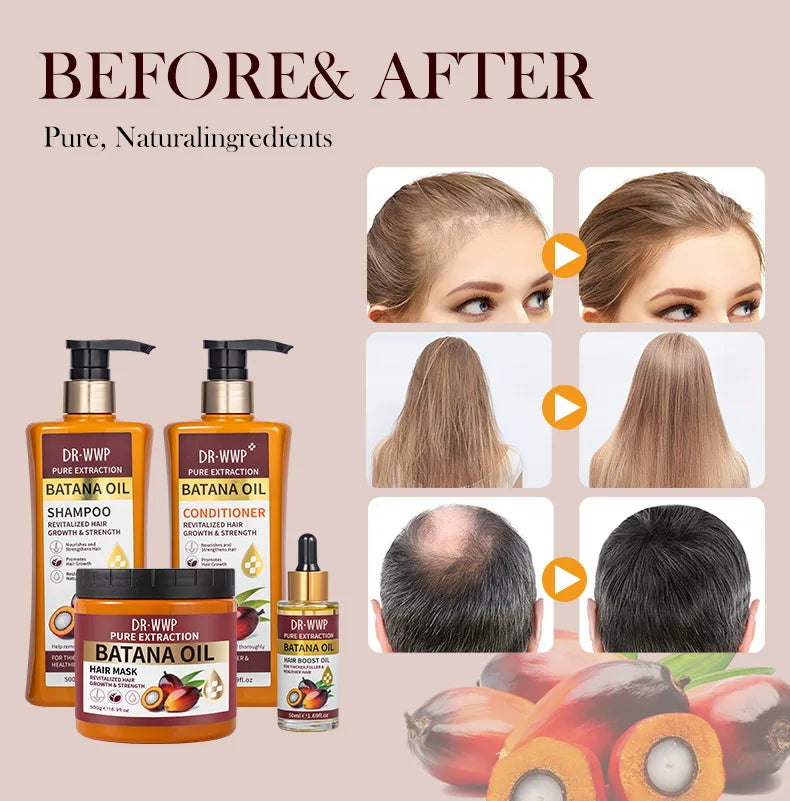500ml Batana Oil Shampoo and Conditioner Set for Hydrating Care, Softening Hair, and Improving Dryness and Frizz