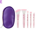 【5Pcs Cute Compact Makeup Brush Set With Case Premium Brush For Flawless Foundation, Blush, Eyeshadow Application Beauty Tools】