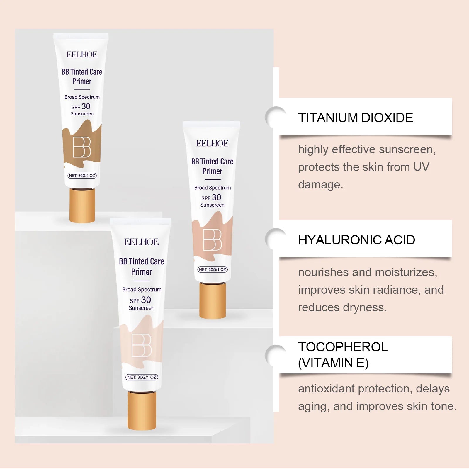 BB Cream, facial makeup, hydrating and moisturizing, daily primer, lightweight texture, fits naturally, beauty cream