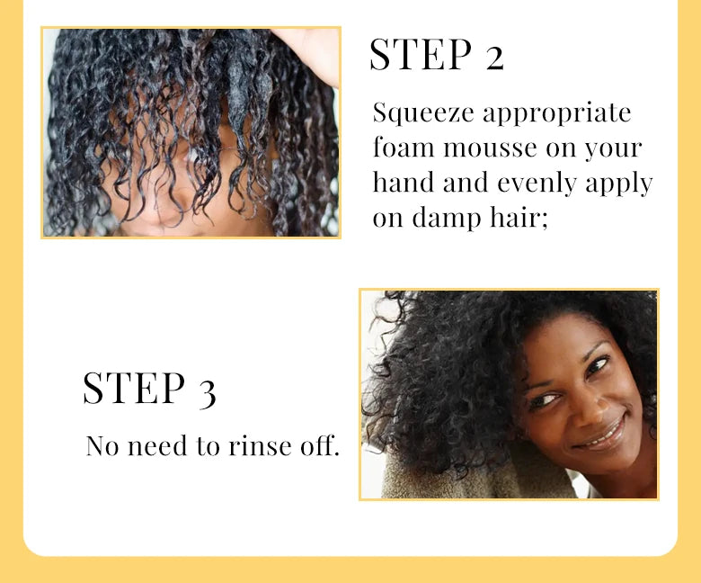 Curly Hair Mousse Care Coconut Oil Smoothing Frizz Enhanced Wavy Shampoo Styling Cream Mousse Foam Dry Damaged Frizz Hair Care