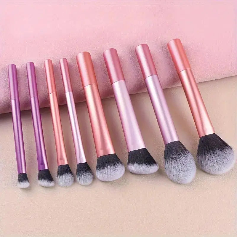 8pcs Pro Easy to Clean, Makeup Brush Set - Soft, Premium Synthetic Hair, Cruelty-Free, Foundation, Blush, Eyeshadow