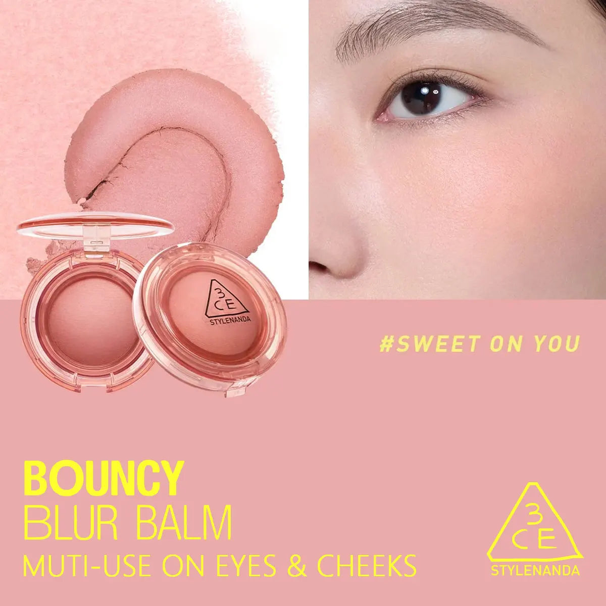 3CE Bouncy Blur Balm,Multi-Use,Creamy Texture,Blurring Effect,Long-Lasting Color,Soft-Focus,Natural Glow,K-Beauty,Korean Makeup