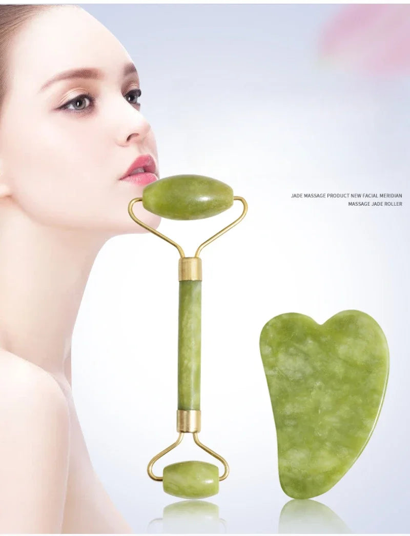 Jade Massagers For Face Body Gua Sha Scraper Beauty Facial Roller Set Natural Gouache Stone Massage Slimming Skin Care Lift box