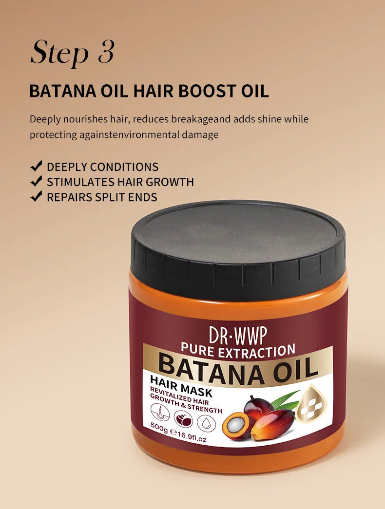 500ml Batana Oil Shampoo and Conditioner Set for Hydrating Care, Softening Hair, and Improving Dryness and Frizz