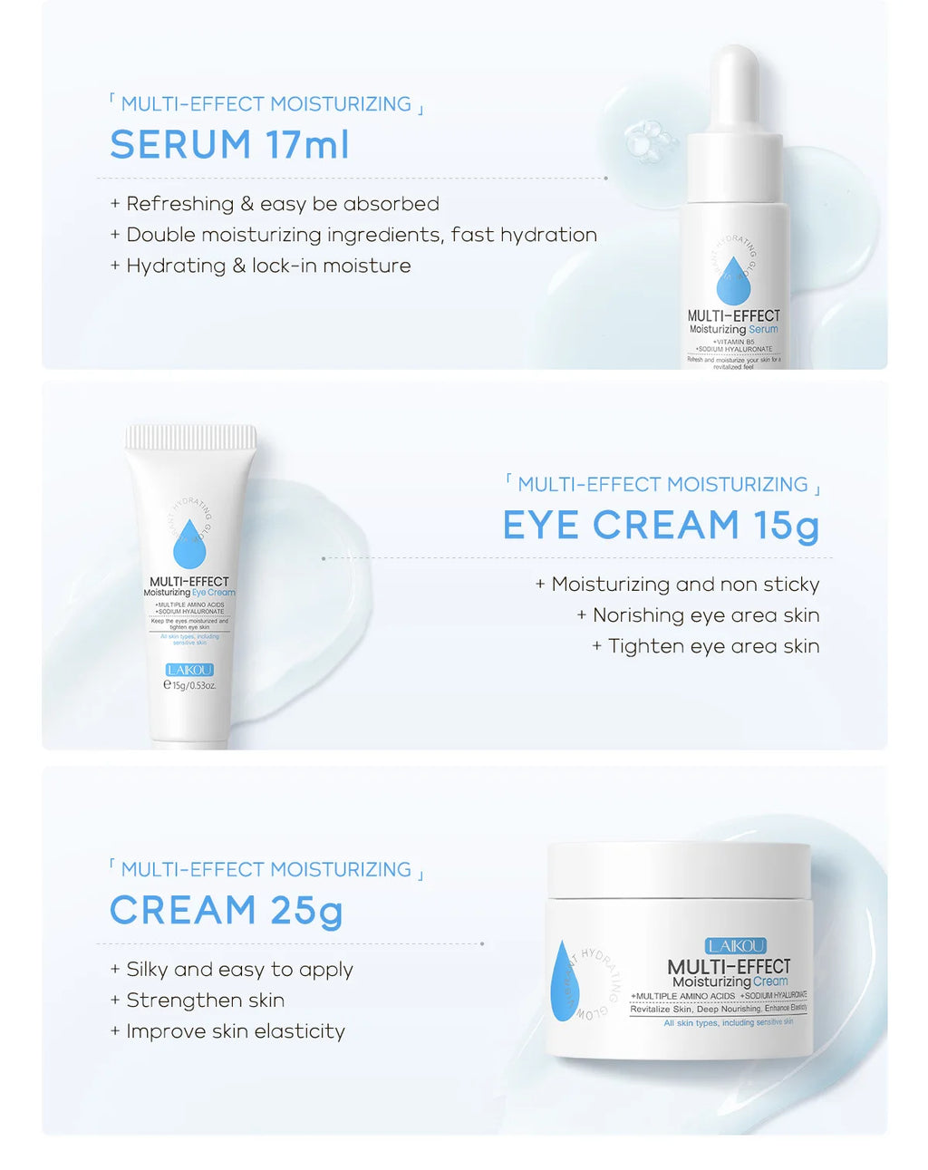 Professional 5 Piece Face Care Collection Intense deep Hydration Set For Dry Skin Daily Beauty Routine