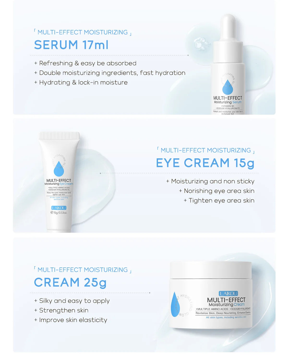 Professional 5 Piece Face Care Collection Intense deep Hydration Set For Dry Skin Daily Beauty Routine
