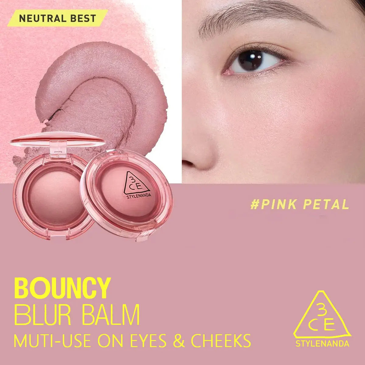 3CE Bouncy Blur Balm,Multi-Use,Creamy Texture,Blurring Effect,Long-Lasting Color,Soft-Focus,Natural Glow,K-Beauty,Korean Makeup
