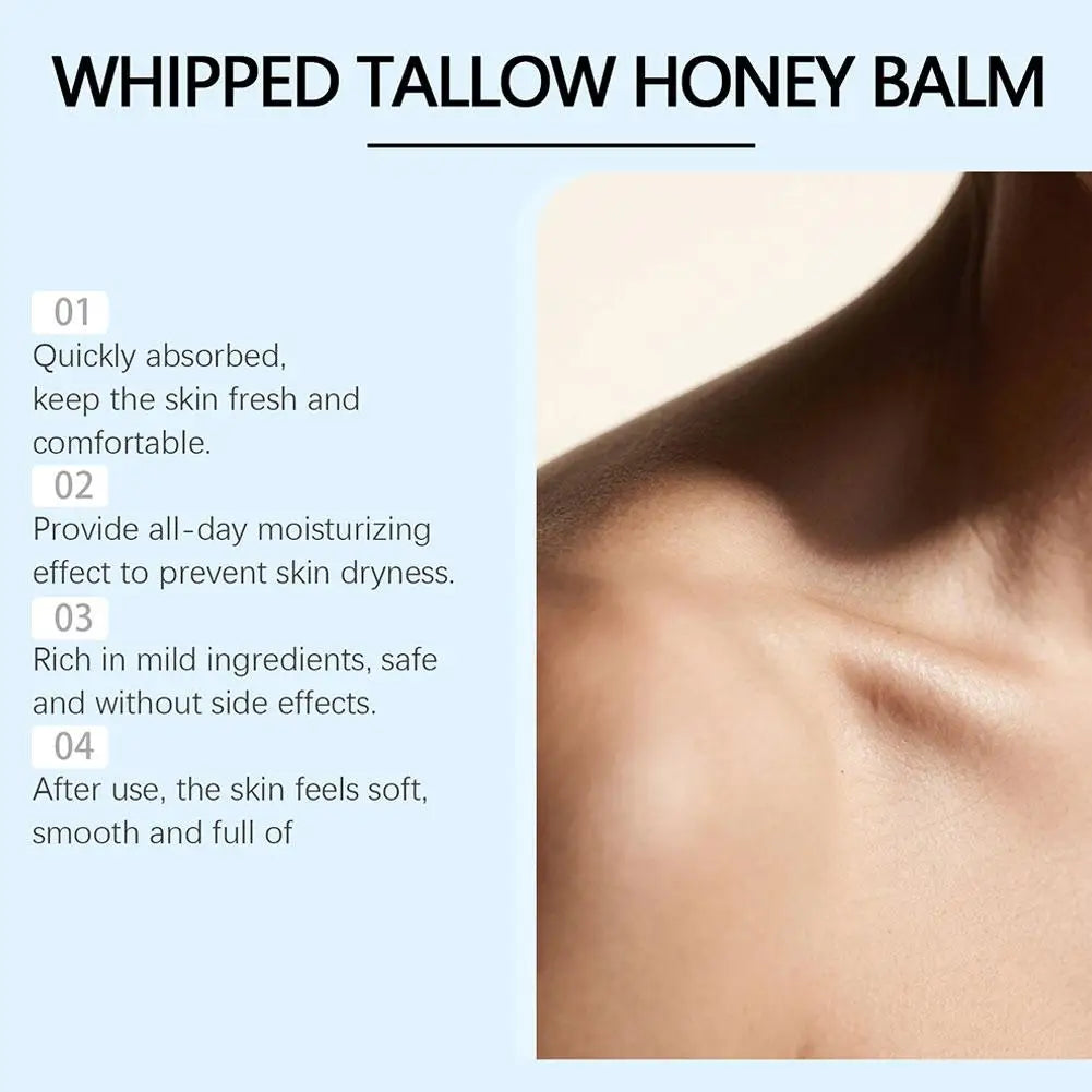 Beef Tallow Honey Skin Balm, Daily Nourishing Moisturizing Body Care Balm, Smooth Hydrating Non-Greasy Skin Repair Cream