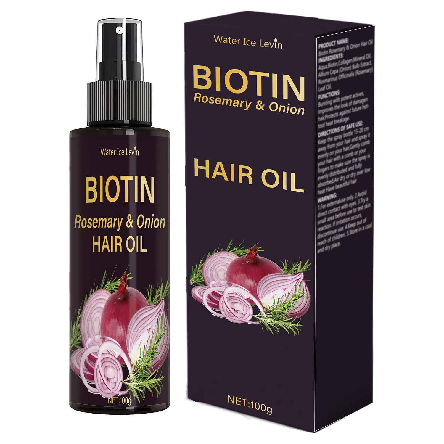 Rosemary Oil Three-In-One Spray: Scalp/Hair Care, with Onion Formula, Moisturizing Glossy Hair, Ideal Hair Care Oil