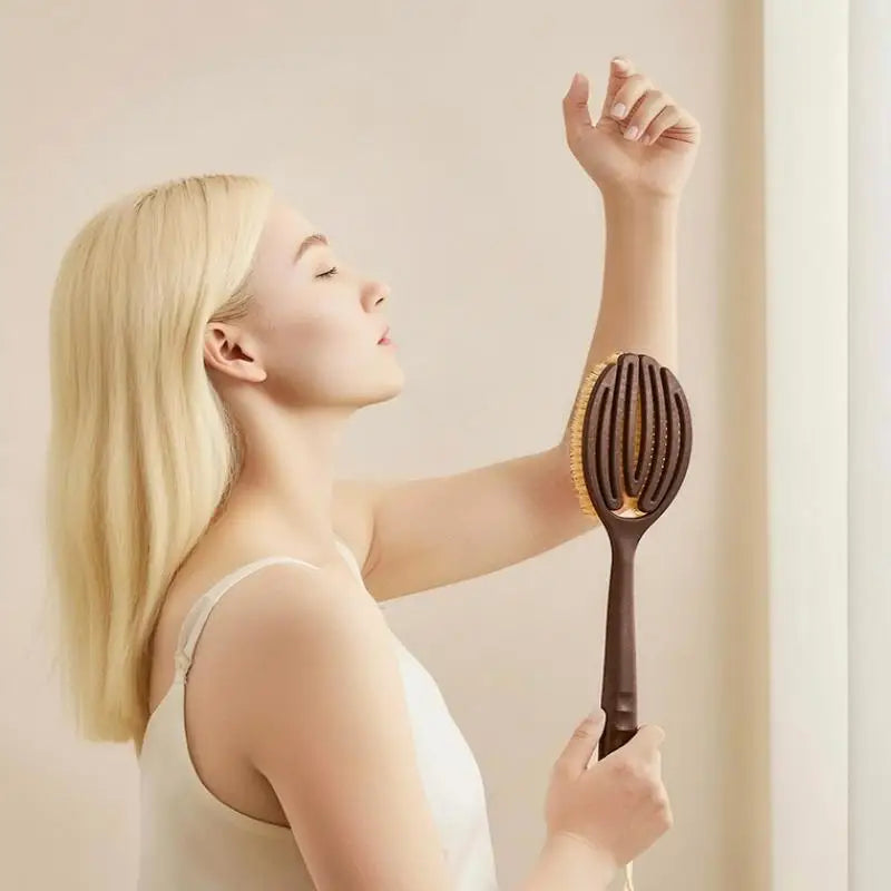 Bath Shower Brush Bathing Brush Dry Skin Body Soft Natural Bristle Massager Care Tool Soft Natural Bristle PE Handle."