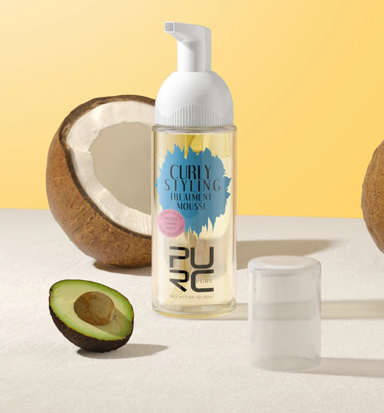 Curly Hair Mousse Care Coconut Oil Smoothing Frizz Enhanced Wavy Shampoo Styling Cream Mousse Foam Dry Damaged Frizz Hair Care