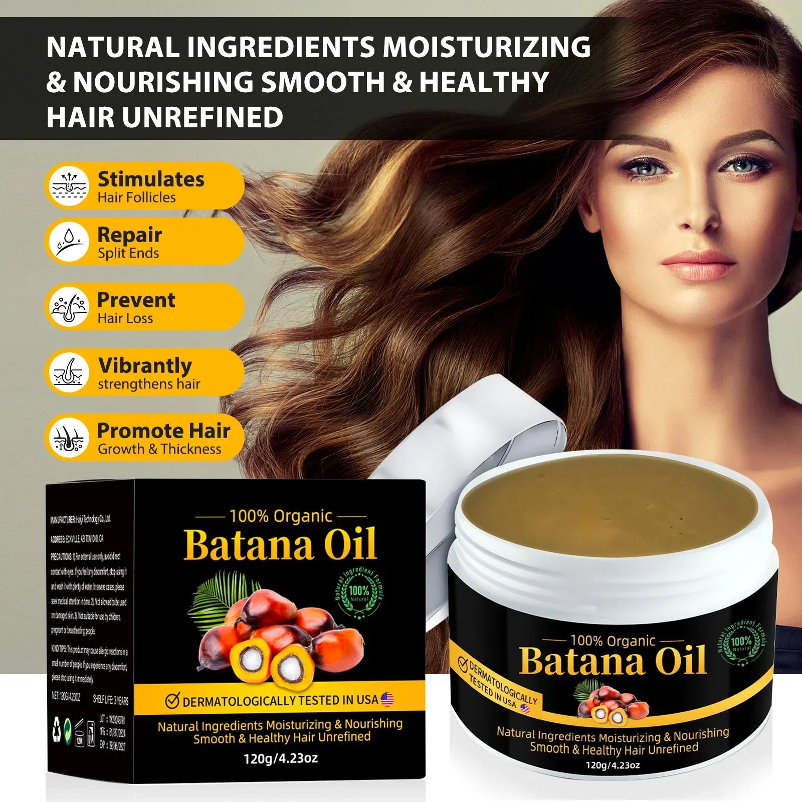 Batana Oil for Hair Growth & Repair 120g Moisturizes Scalp, Reduces Split Ends & Hair Loss Natural Plant Hair Care Essential Oil